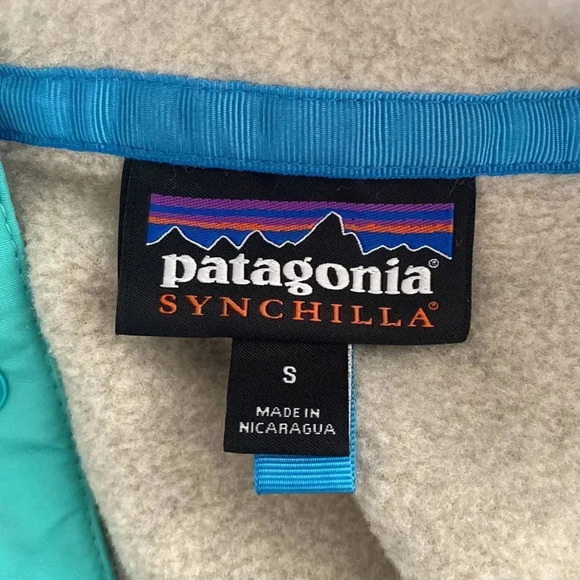 Patagonia sz s Synchilla pullover grey turquoise excellent pre owned condition - Picture 6 of 8